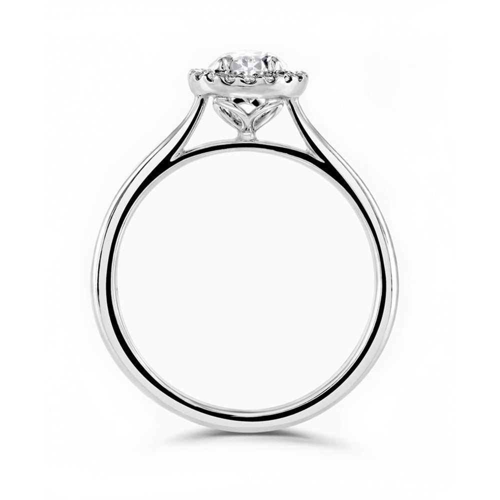 Platinum 1.00ct Pear Cut And 0.14ct Laboratory Grown Diamond Halo Engagement Ring
