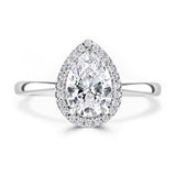 Platinum 1.00ct Pear Cut And 0.14ct Laboratory Grown Diamond Halo Engagement Ring