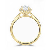 18ct Yellow Gold 1.53ct Oval Cut And 0.10ct Laboratory Grown Diamond Halo Engagement Ring