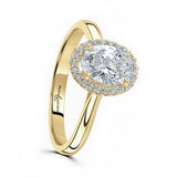 18ct Yellow Gold 1.53ct Oval Cut And 0.10ct Laboratory Grown Diamond Halo Engagement Ring