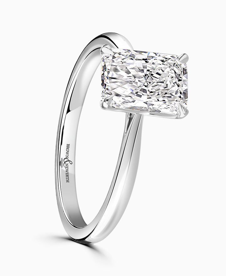 Platinum 1.57ct Radiant Cut Laboratory Grown Diamond Solitaire Engagement Ring