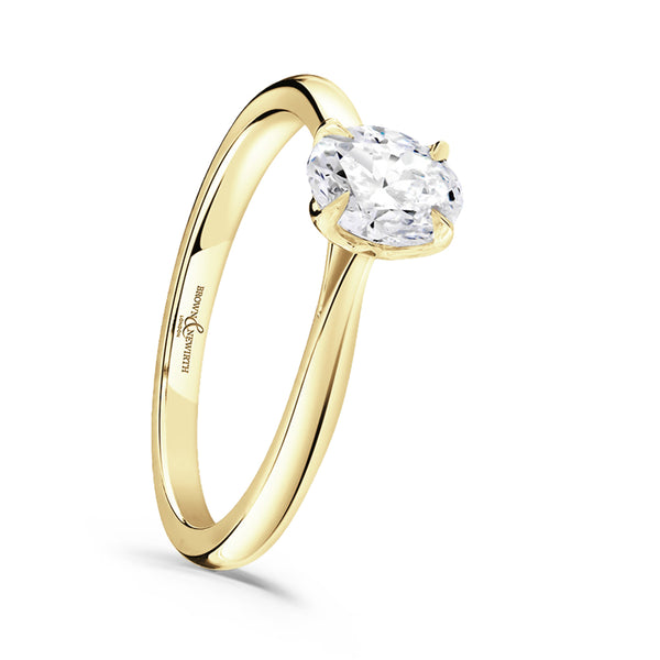18ct Yellow Gold 2.07ct Oval Cut Laboratory Grown Diamond Solitaire Engagement Ring