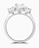 Platinum 2.50ct Emerald Cut Laboratory Grown Diamond Three Stone Engagement Ring