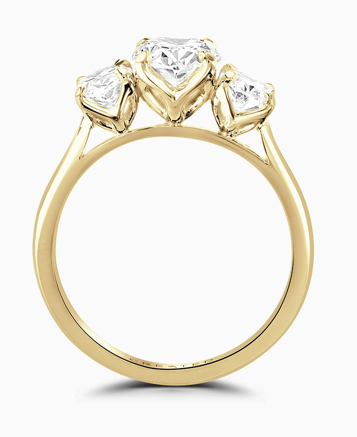 18ct Yellow Gold 2.01ct Oval Cut Laboratory Grown Diamond Three Stone Engagement Ring