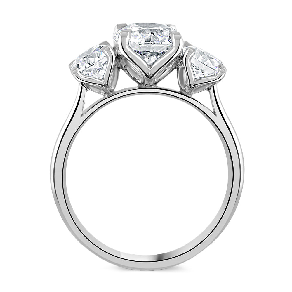 Platinum 1.81ct Round Brilliant Cut Laboratory Grown Diamond Three Stone Engagement Ring