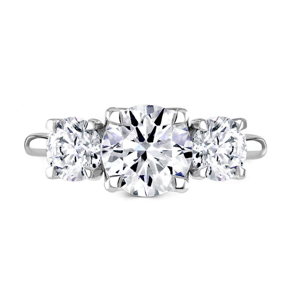 Platinum 1.81ct Round Brilliant Cut Laboratory Grown Diamond Three Stone Engagement Ring