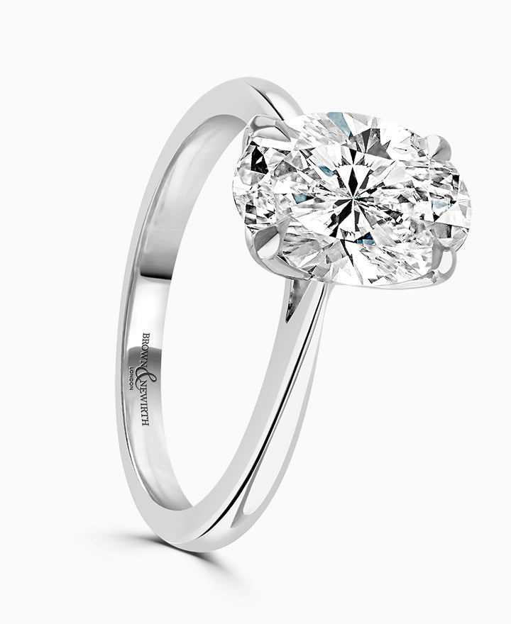 Platinum 5.01ct Oval Cut Laboratory Grown Diamond Solitaire Engagement Ring