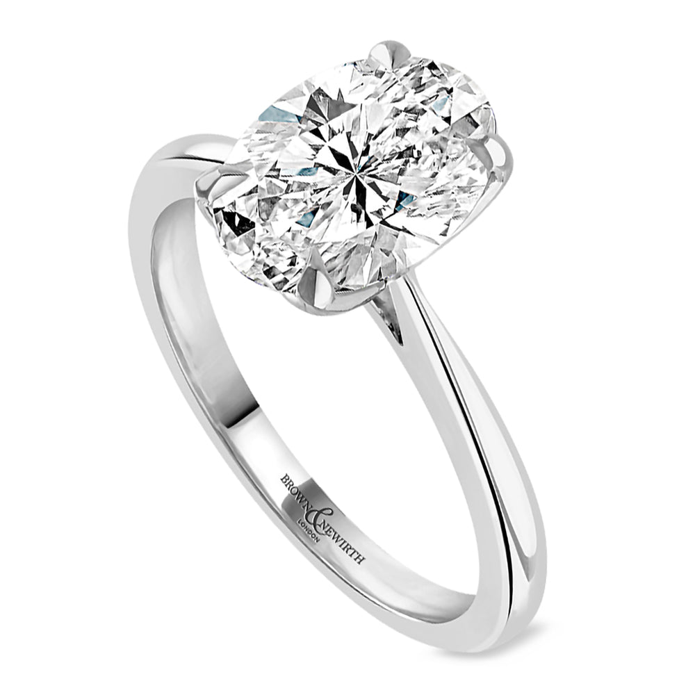 Platinum 5.00ct Oval Cut Laboratory Grown Diamond Solitaire Engagement Ring