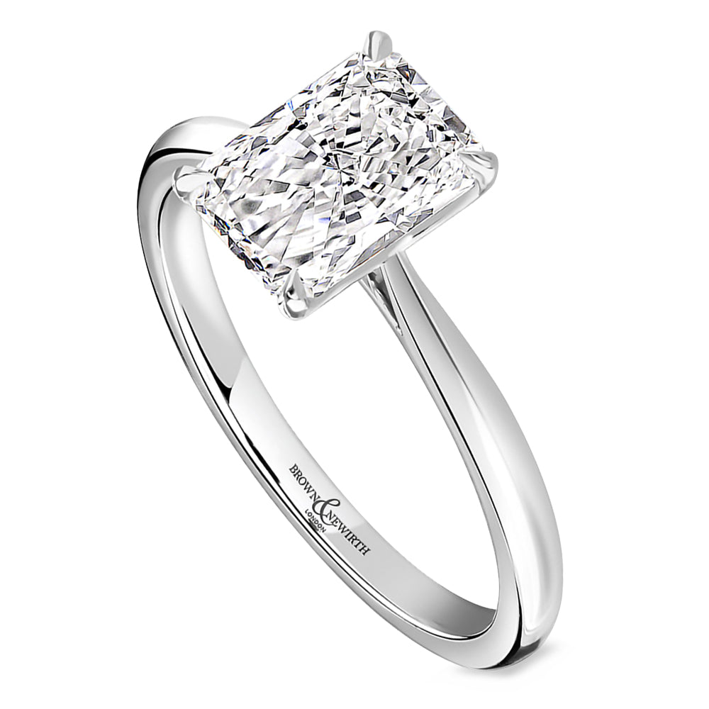 Platinum 1.54ct Radiant Cut Laboratory Grown Diamond Solitaire Engagement Ring
