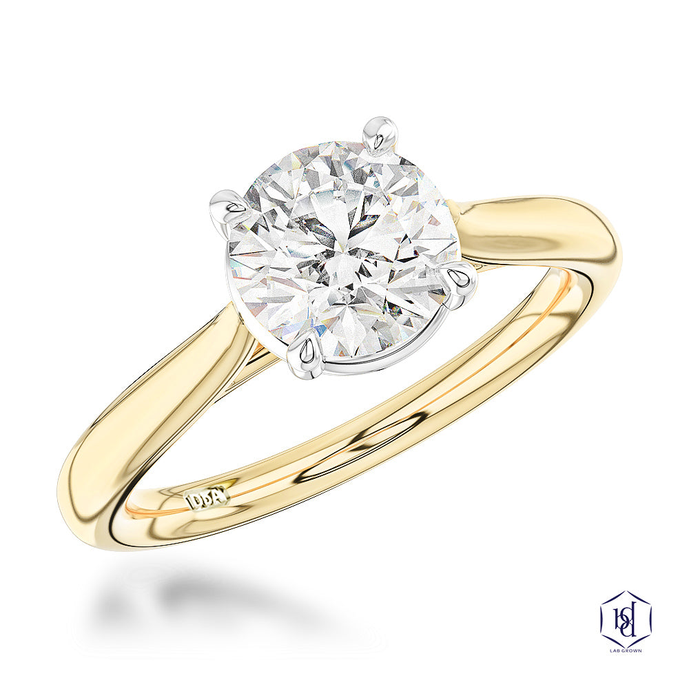 18ct Yellow Gold 2.00ct Round Brilliant Cut Laboratory Grown Diamond Solitaire Engagement Ring