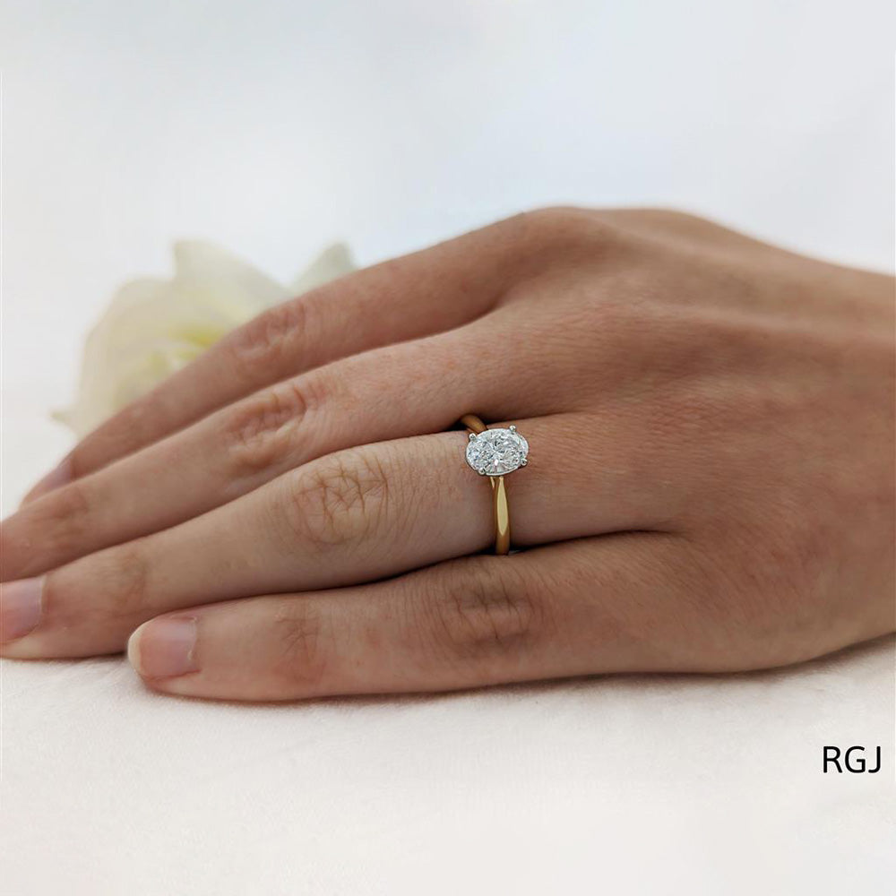 18ct Yellow Gold 1.08ct Oval Cut Laboratory Grown Diamond Solitaire Engagement Ring