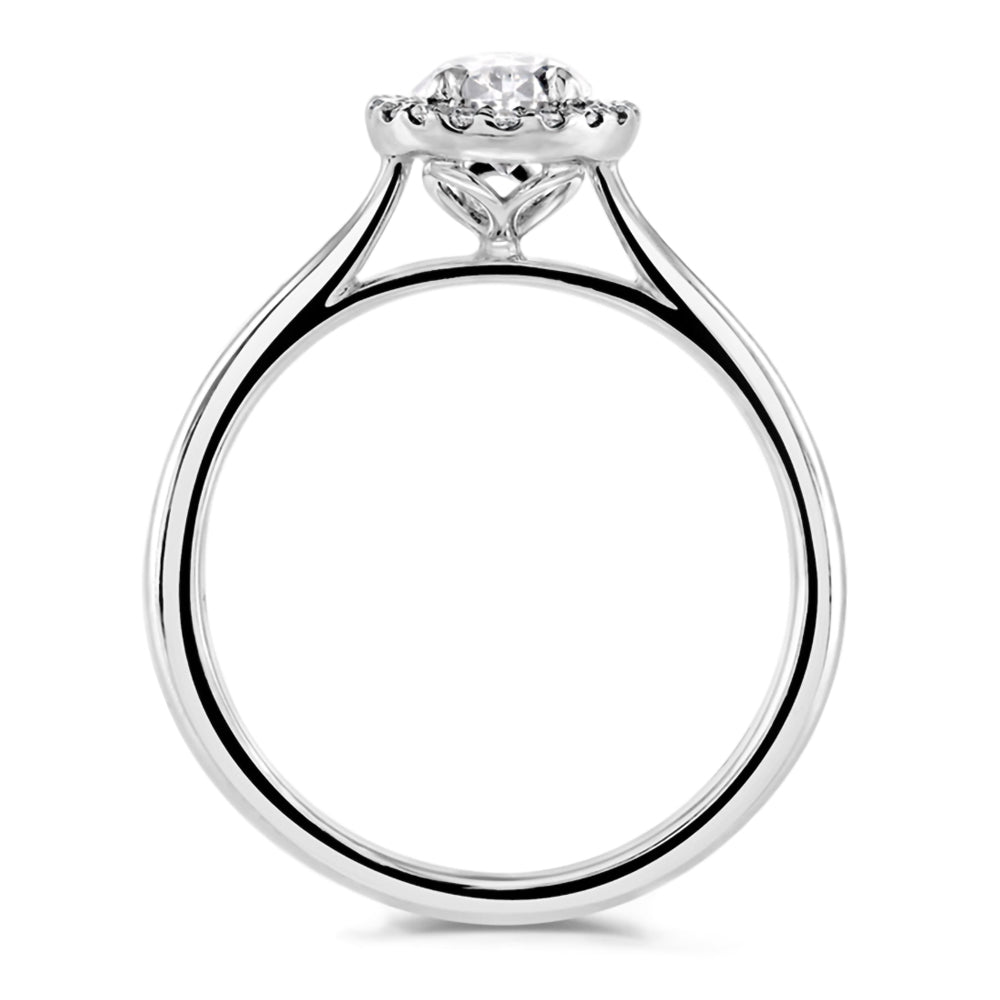 Platinum 1.05ct Pear Cut And 0.15ct Laboratory Grown Diamond Halo Engagement Ring