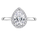 Platinum 1.01ct Pear Cut And 0.15ct Laboratory Grown Diamond Halo Engagement Ring