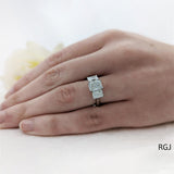 Platinum 3.18ct Radiant Cut Laboratory Grown Diamond Three Stone Engagement Ring