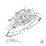 Platinum 3.18ct Radiant Cut Laboratory Grown Diamond Three Stone Engagement Ring