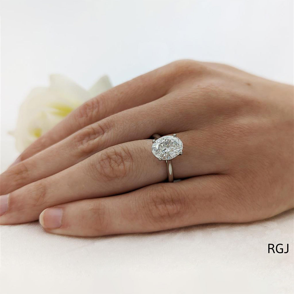 Platinum 3.01ct Oval Cut Laboratory Grown Diamond Solitaire Engagement Ring
