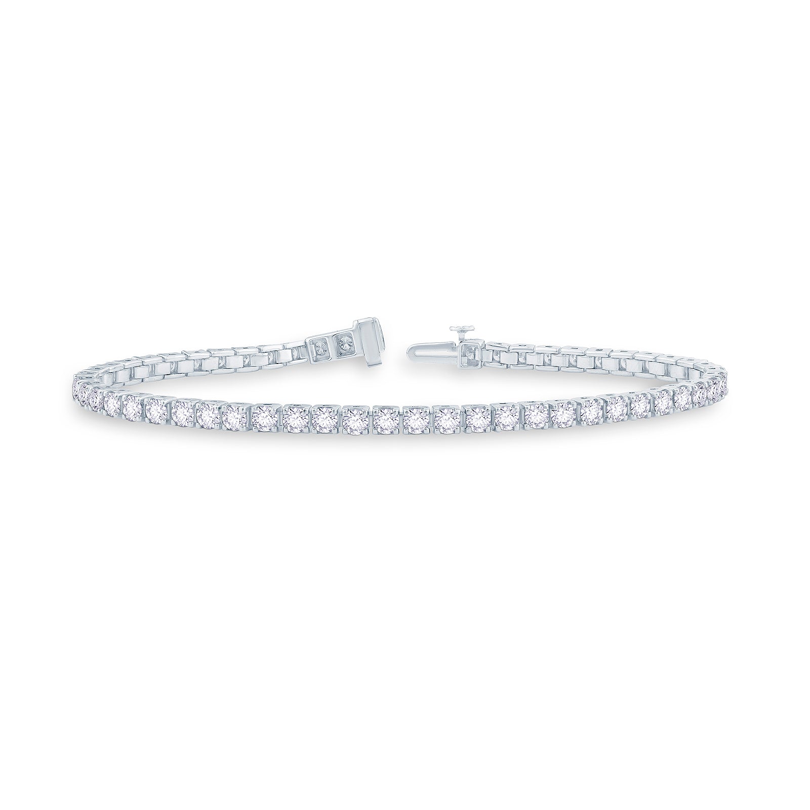 9ct White Gold 3.00ct Round Brilliant Cut Laboratory Grown Diamond Line Bracelet