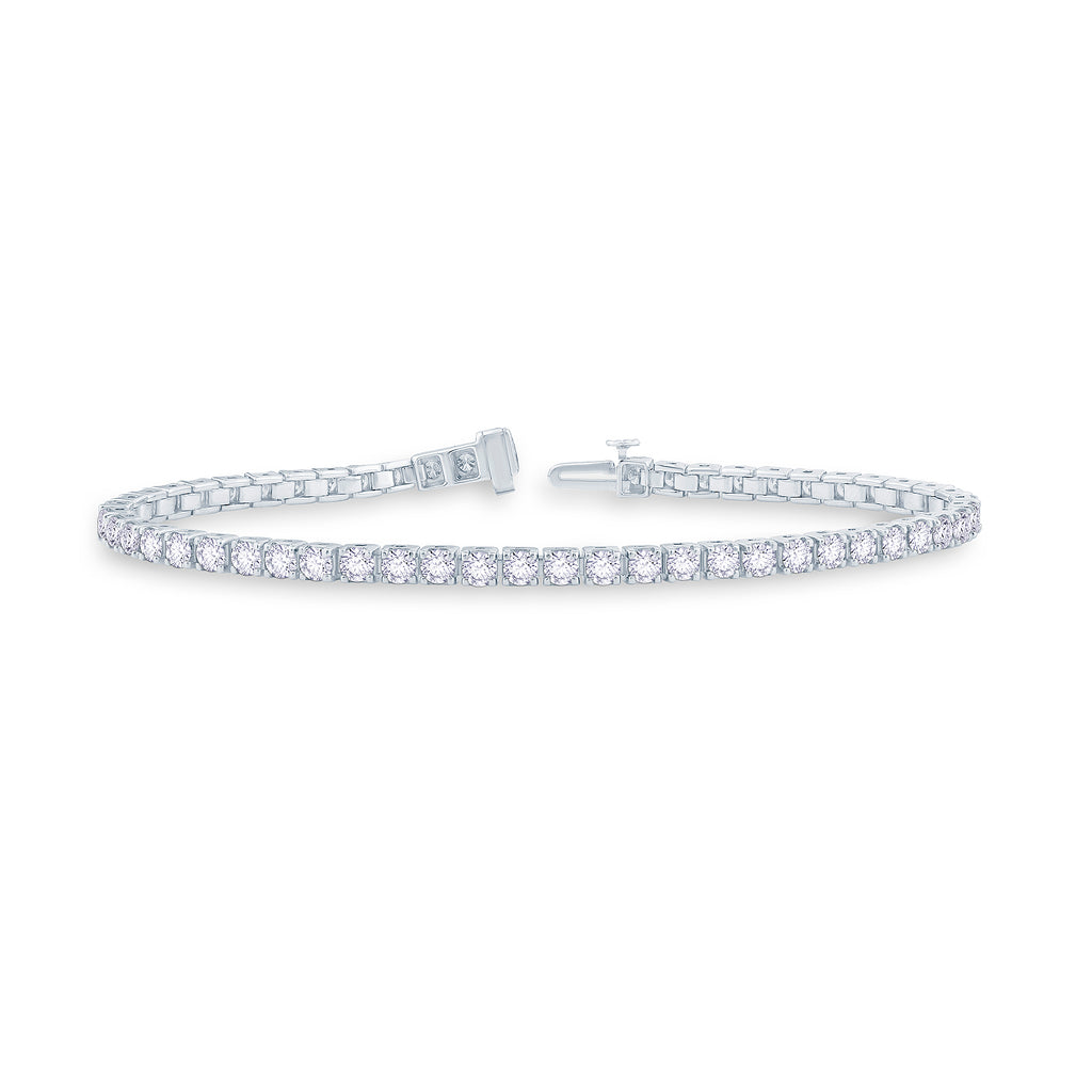 9ct White Gold 3.00ct Round Brilliant Cut Laboratory Grown Diamond Line Bracelet