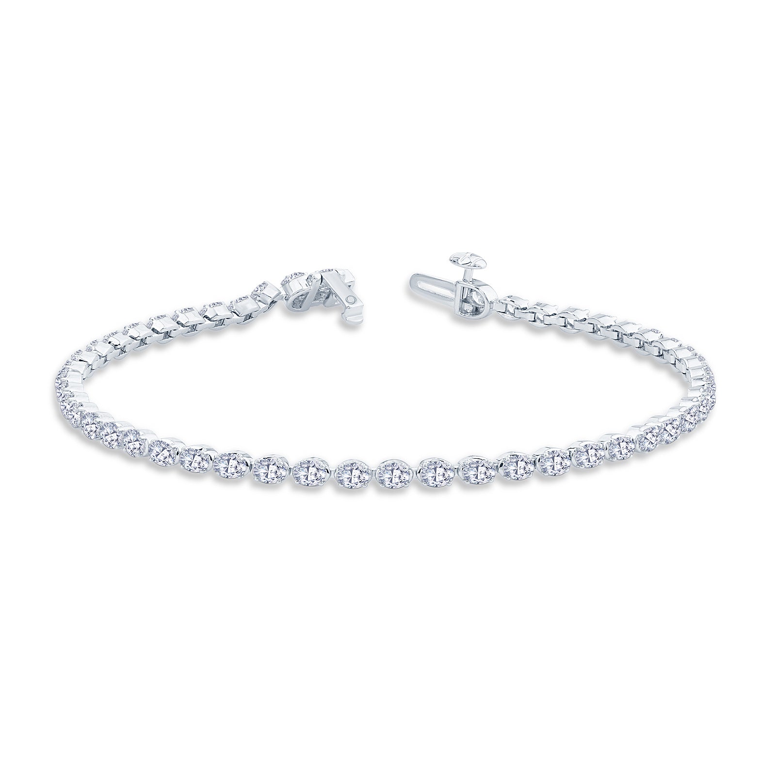 9ct White Gold 6.05ct Oval Cut Laboratory Grown Diamond Line Bracelet