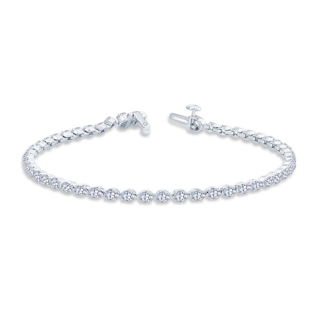 9ct White Gold 6.05ct Oval Cut Laboratory Grown Diamond Line Bracelet
