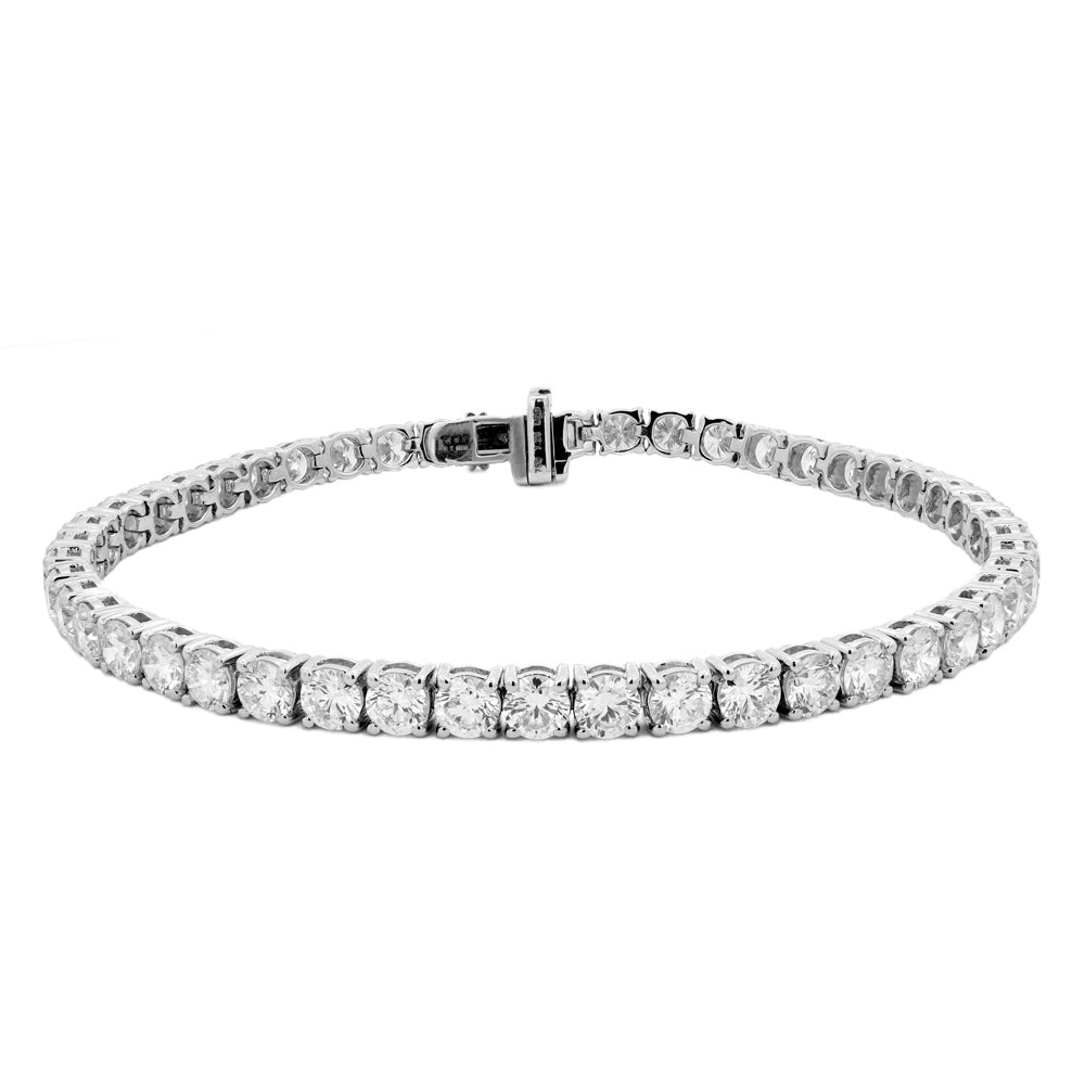 9ct White Gold 10.09ct Round Brilliant Cut Laboratory Grown Diamond Line Bracelet