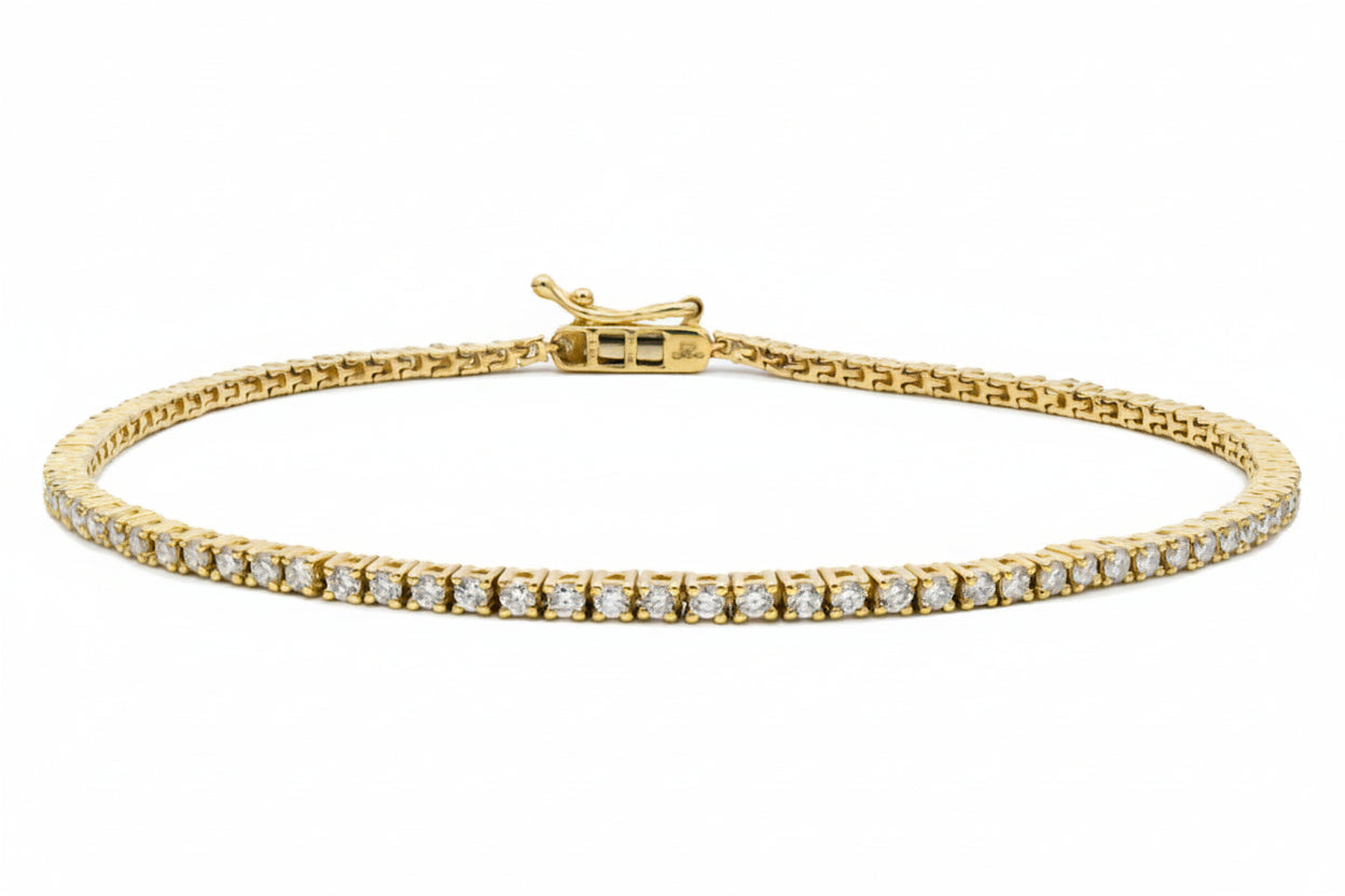 9ct Yellow Gold 3.05ct Round Brilliant Cut Laboratory Grown Diamond Line Bracelet