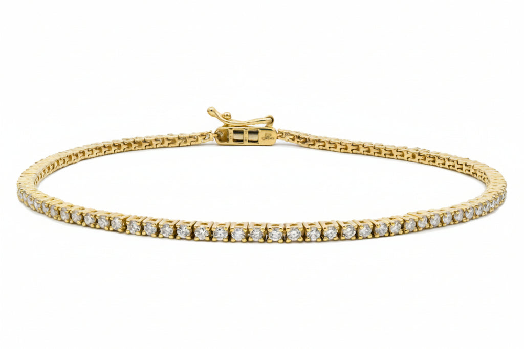 9ct Yellow Gold 3.05ct Round Brilliant Cut Laboratory Grown Diamond Line Bracelet