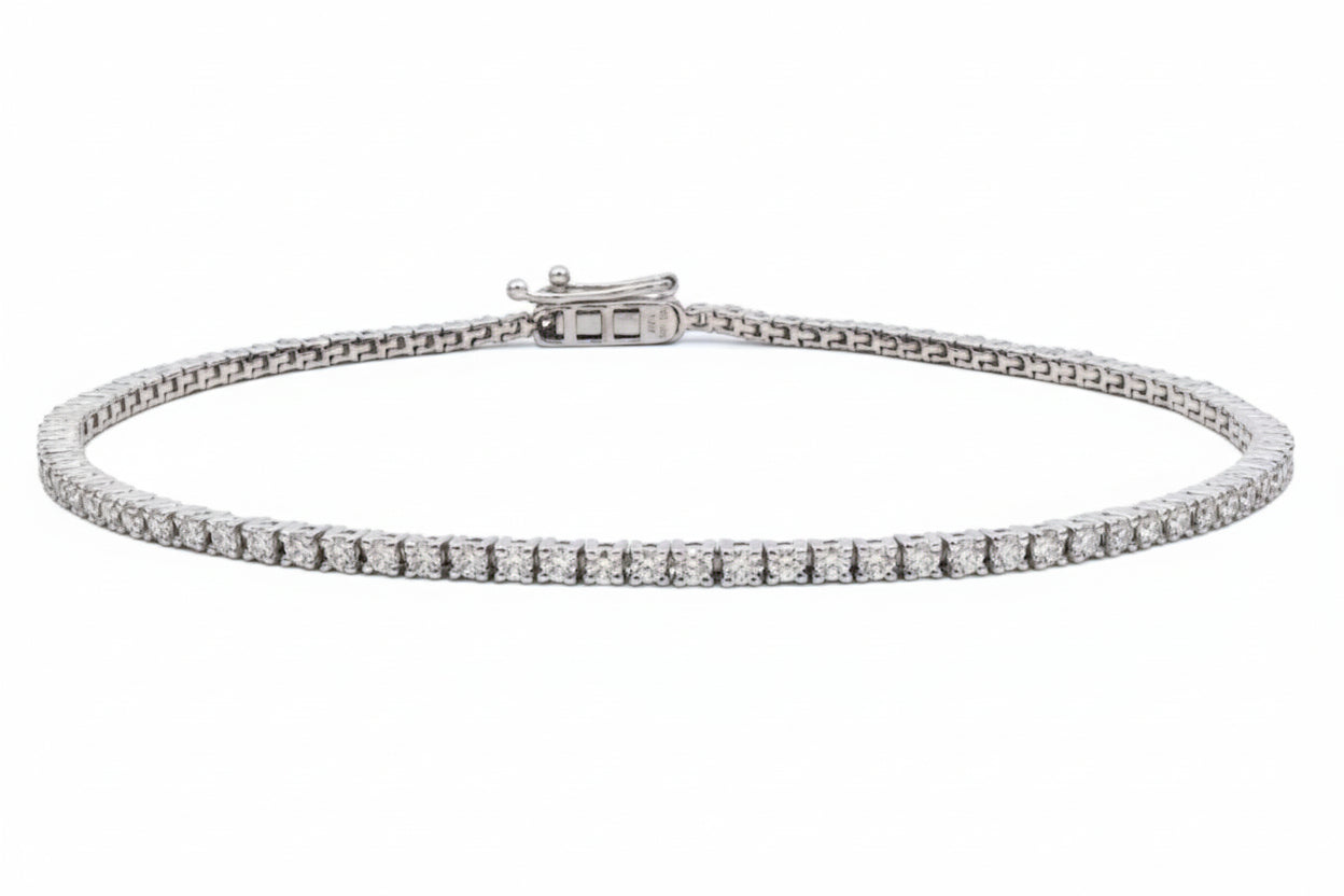 9ct White Gold 3.03ct Round Brilliant Cut Laboratory Grown Diamond Line Bracelet