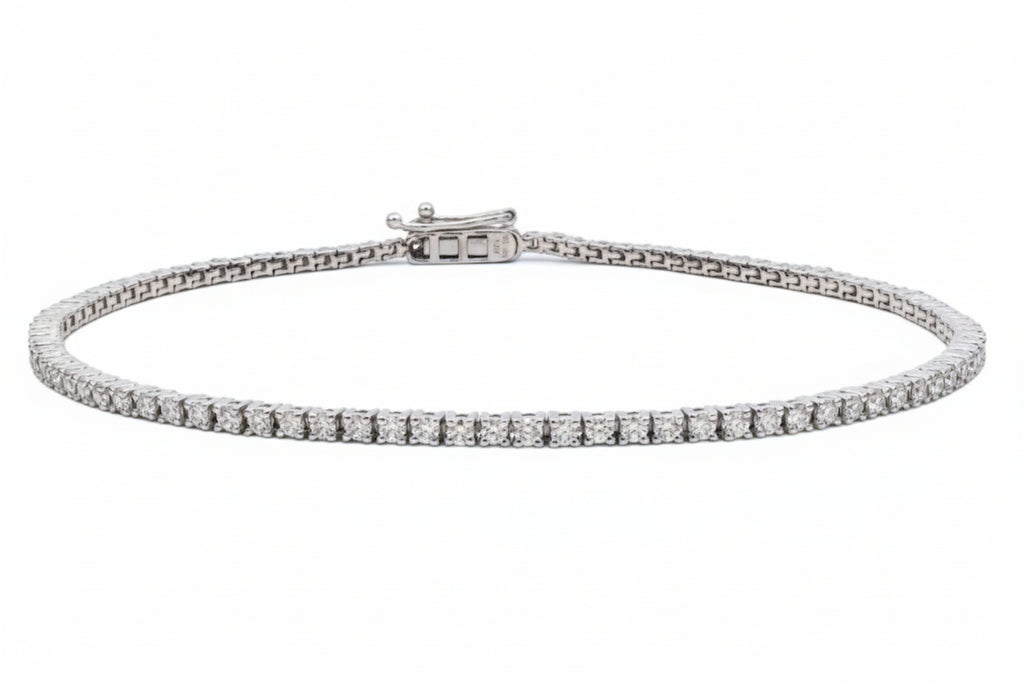 9ct White Gold 3.03ct Round Brilliant Cut Laboratory Grown Diamond Line Bracelet