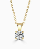 9ct Yellow Gold Round Brilliant Cut Laboratory Grown Diamond Four Claw Necklace