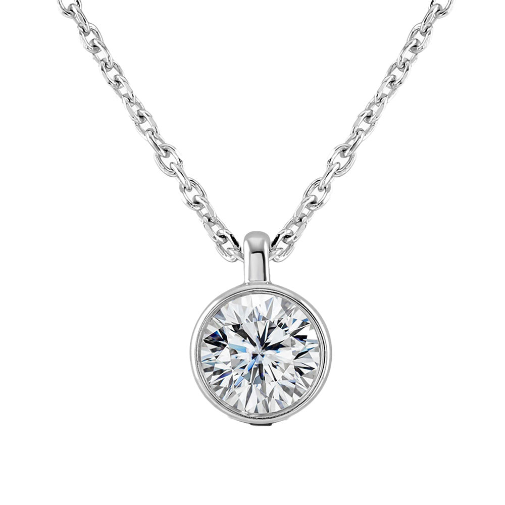 9ct White Gold Round Brilliant Cut Laboratory Grown Diamond Necklace