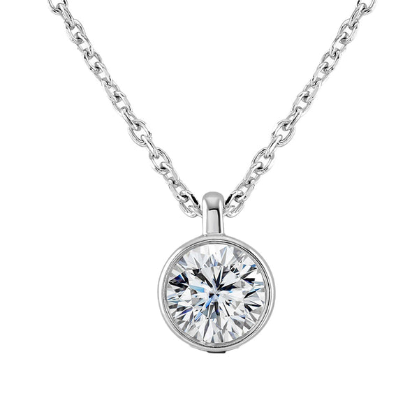 9ct White Gold Round Brilliant Cut Laboratory Grown Diamond Necklace