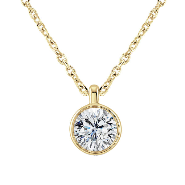 9ct Yellow Gold Round Brilliant Cut Laboratory Grown Diamond Necklace