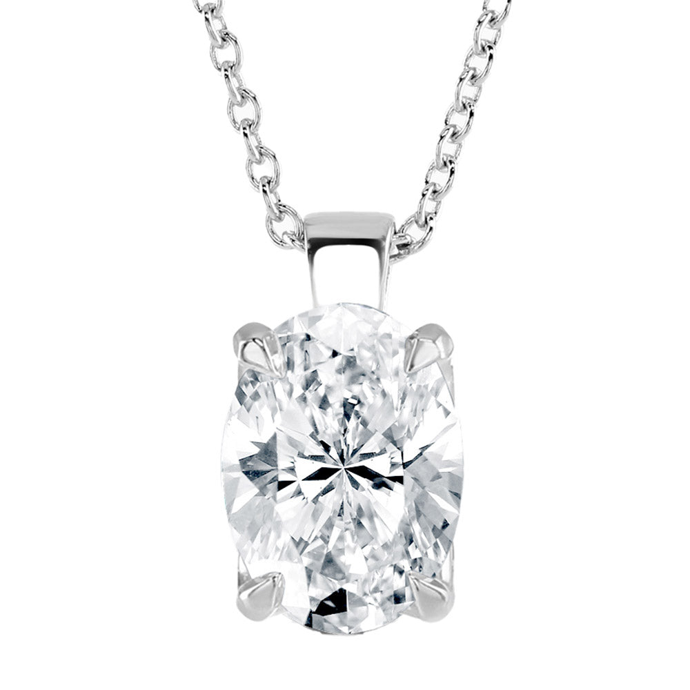 9ct White Gold Oval Cut Laboratory Grown Diamond Necklace