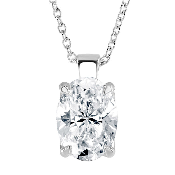 9ct White Gold Oval Cut Laboratory Grown Diamond Necklace
