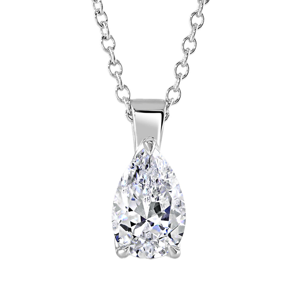 9ct White Gold Pear Cut Laboratory Grown Diamond Necklace