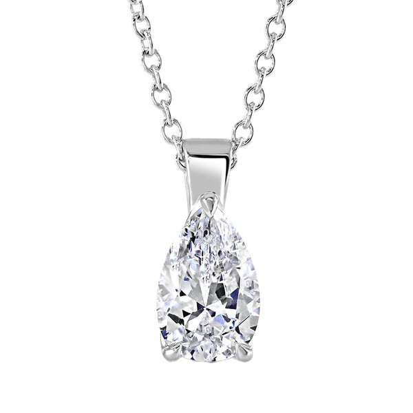 9ct White Gold Pear Cut Laboratory Grown Diamond Necklace