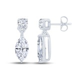 9ct White Gold 0.50ct Marquise And Round Brilliant Cut Laboratory Grown Diamond Drop Earrings