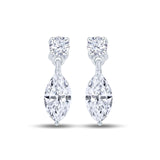 9ct White Gold 0.50ct Marquise And Round Brilliant Cut Laboratory Grown Diamond Drop Earrings