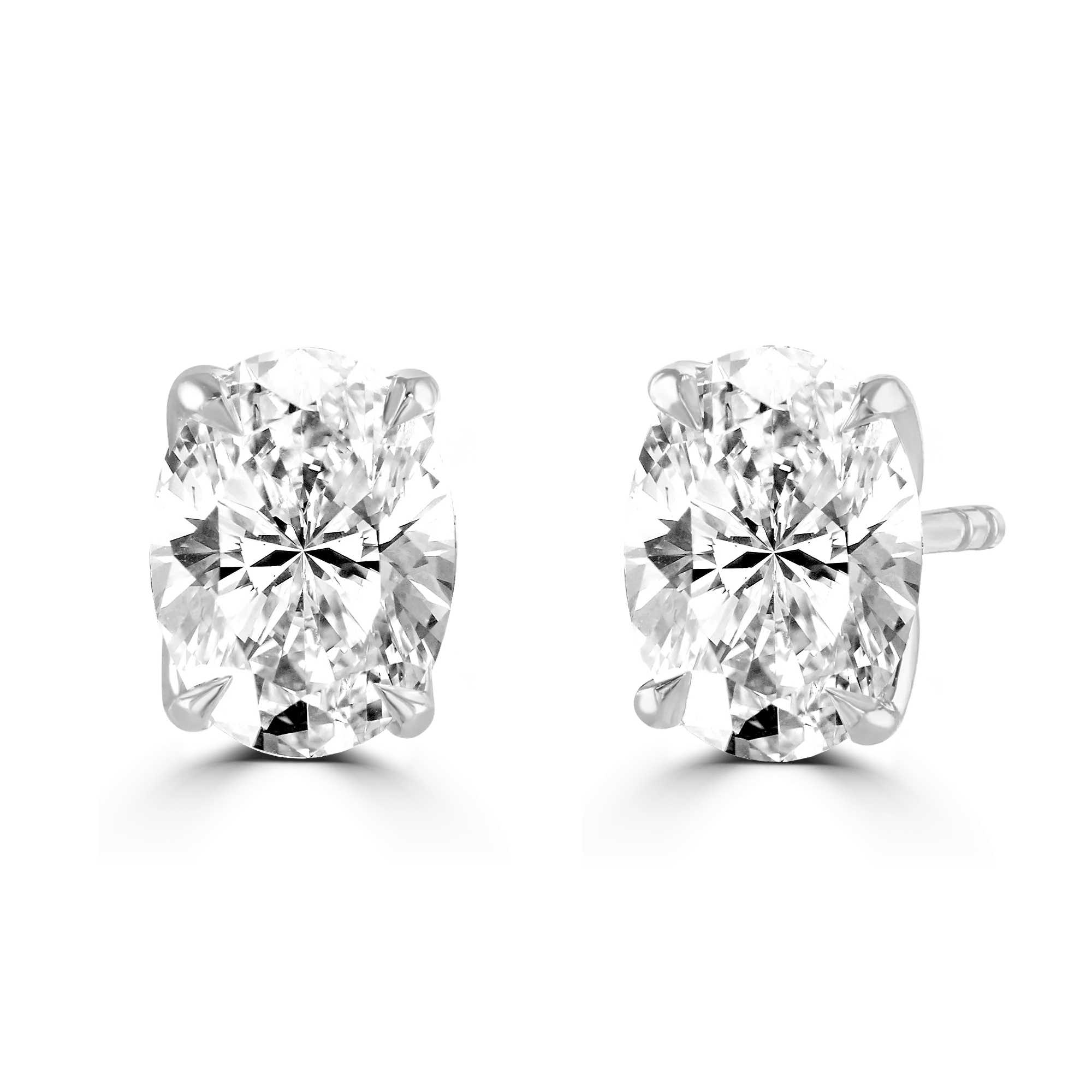 9ct White Gold Oval Cut Laboratory Grown Diamond Stud Earrings