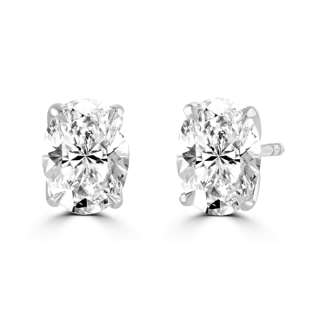 9ct White Gold Oval Cut Laboratory Grown Diamond Stud Earrings