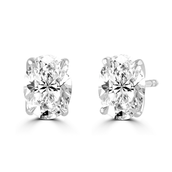 9ct White Gold Oval Cut Laboratory Grown Diamond Stud Earrings