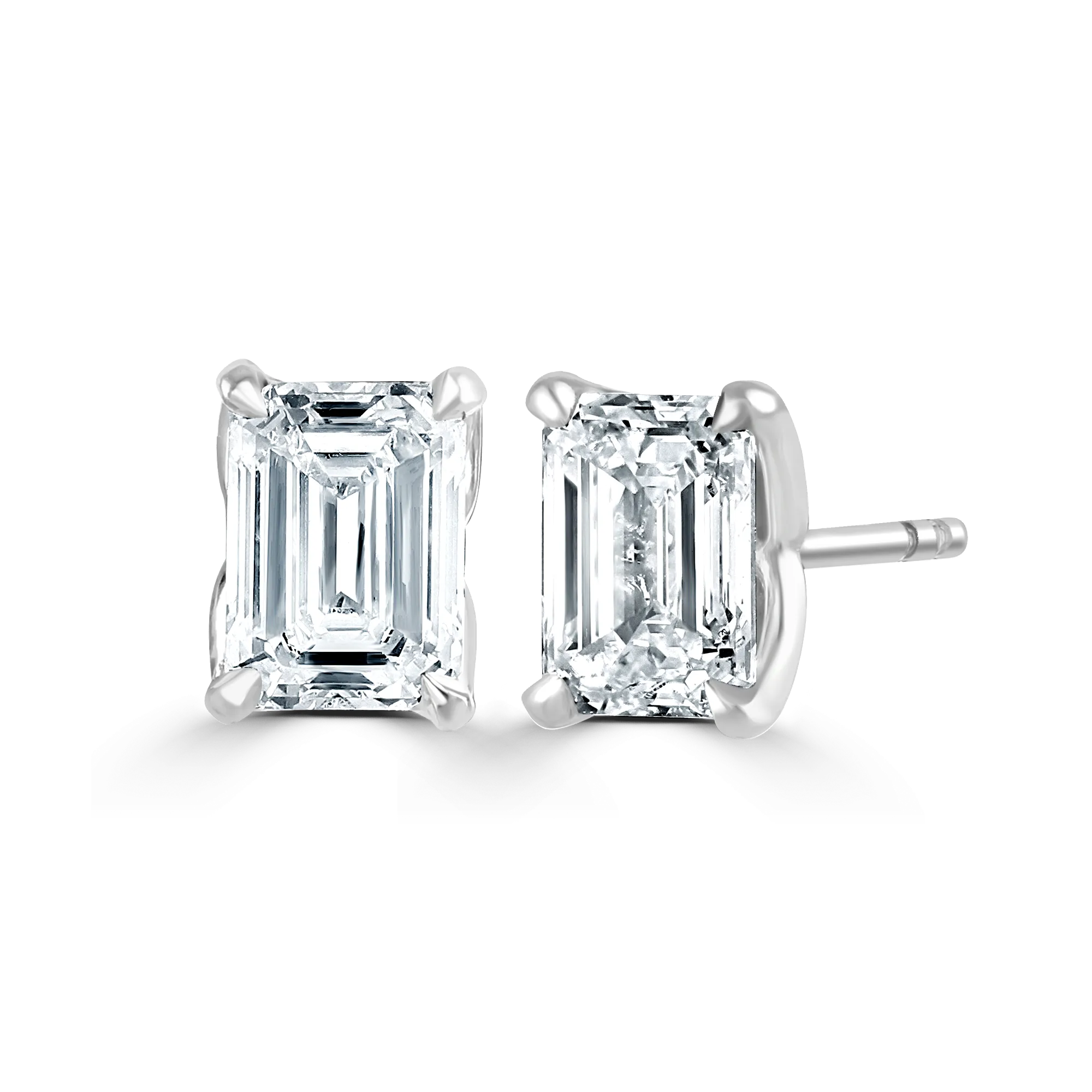 9ct White Gold Emerald Cut Laboratory Grown Diamond Stud Earrings