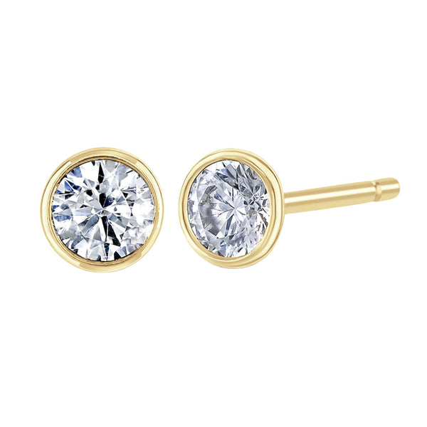 9ct Yellow Gold Round Brilliant Cut Laboratory Grown Diamond Stud Earrings