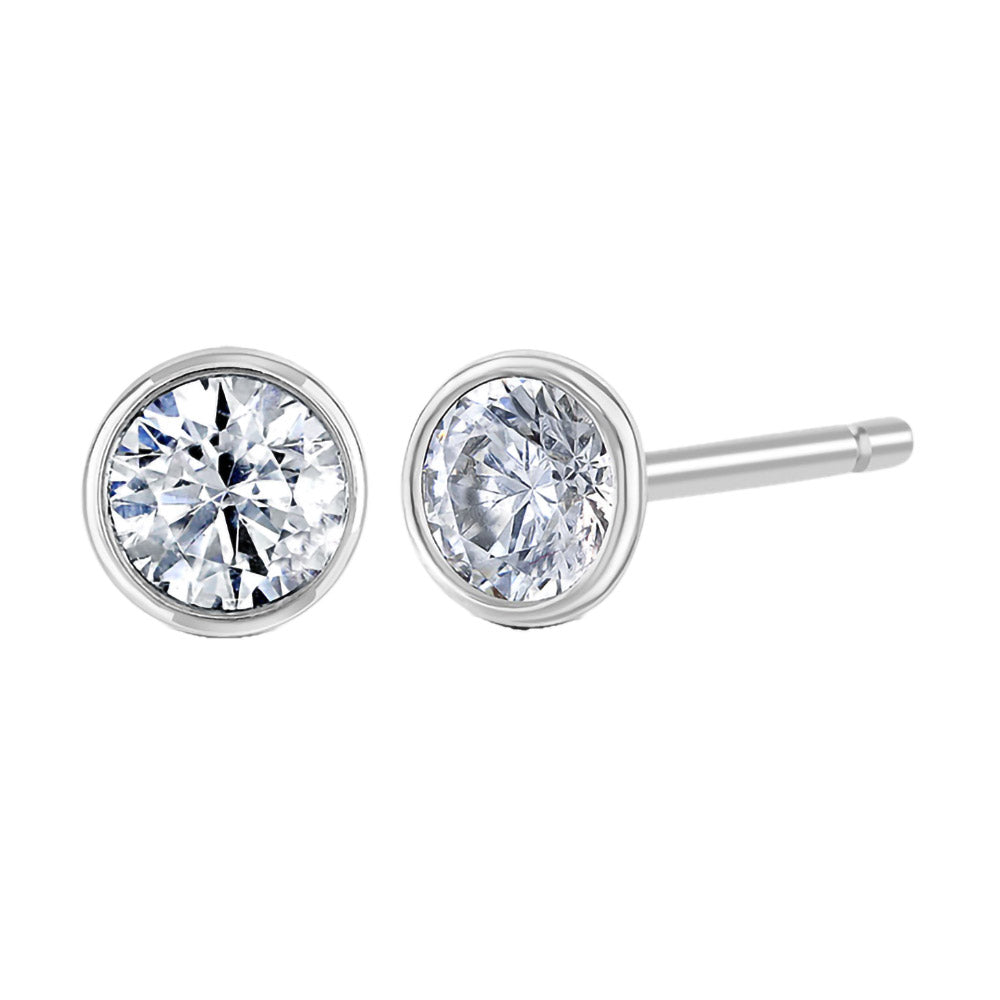 9ct White Gold Round Brilliant Cut Laboratory Grown Diamond Stud Earrings
