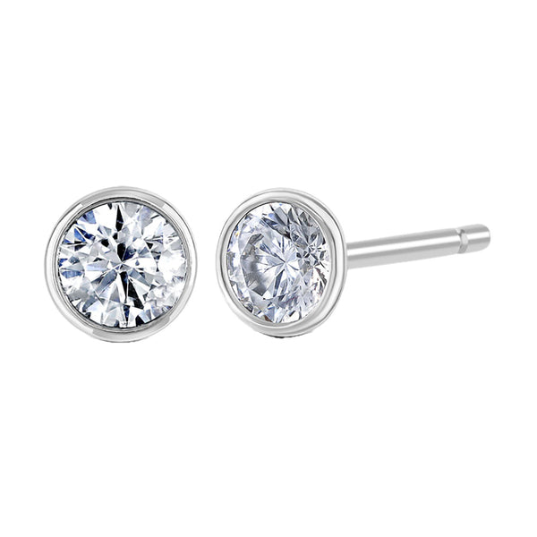 9ct White Gold Round Brilliant Cut Laboratory Grown Diamond Stud Earrings