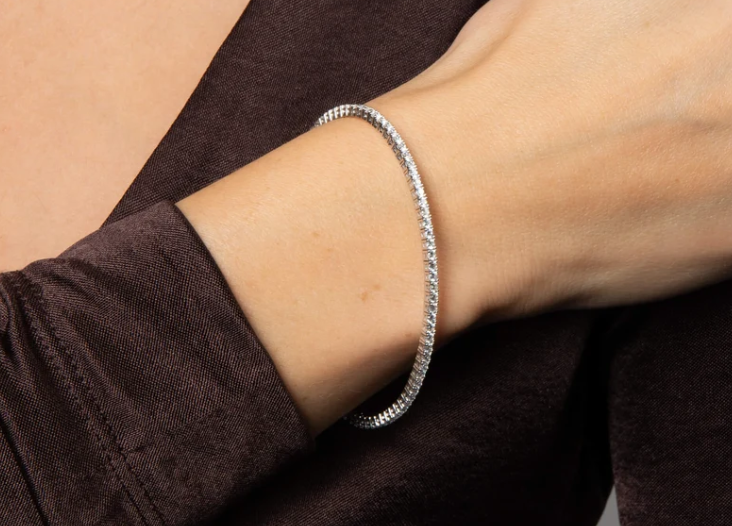 Diamonfire Silver Round Zirconia Bangle B5614