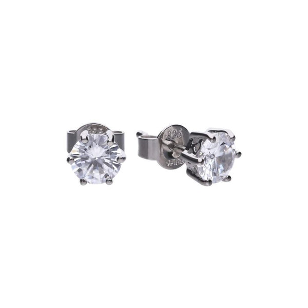 Diamonfire 0.75ct Zirconia Six Claw Silver Stud Earrings E5582