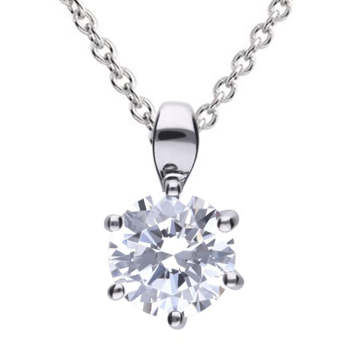 Diamonfire 2.00ct Zirconia Six Claw Silver Necklace P4605