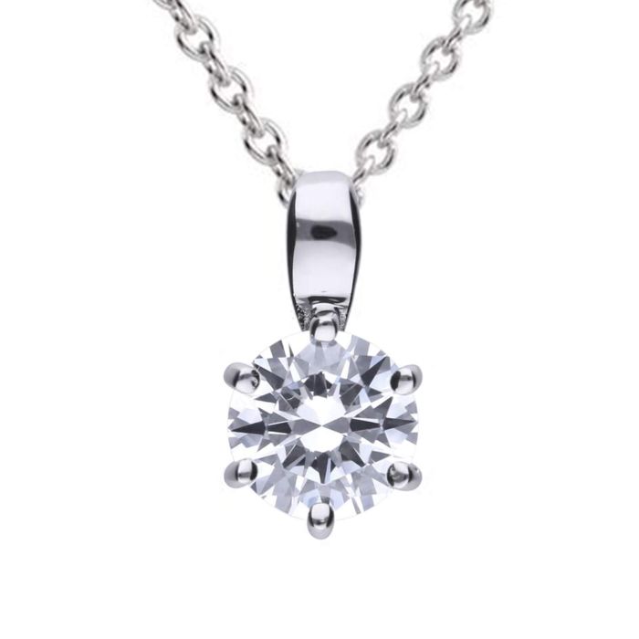 Diamonfire 1.00ct Zirconia Six Claw Silver Necklace P4608